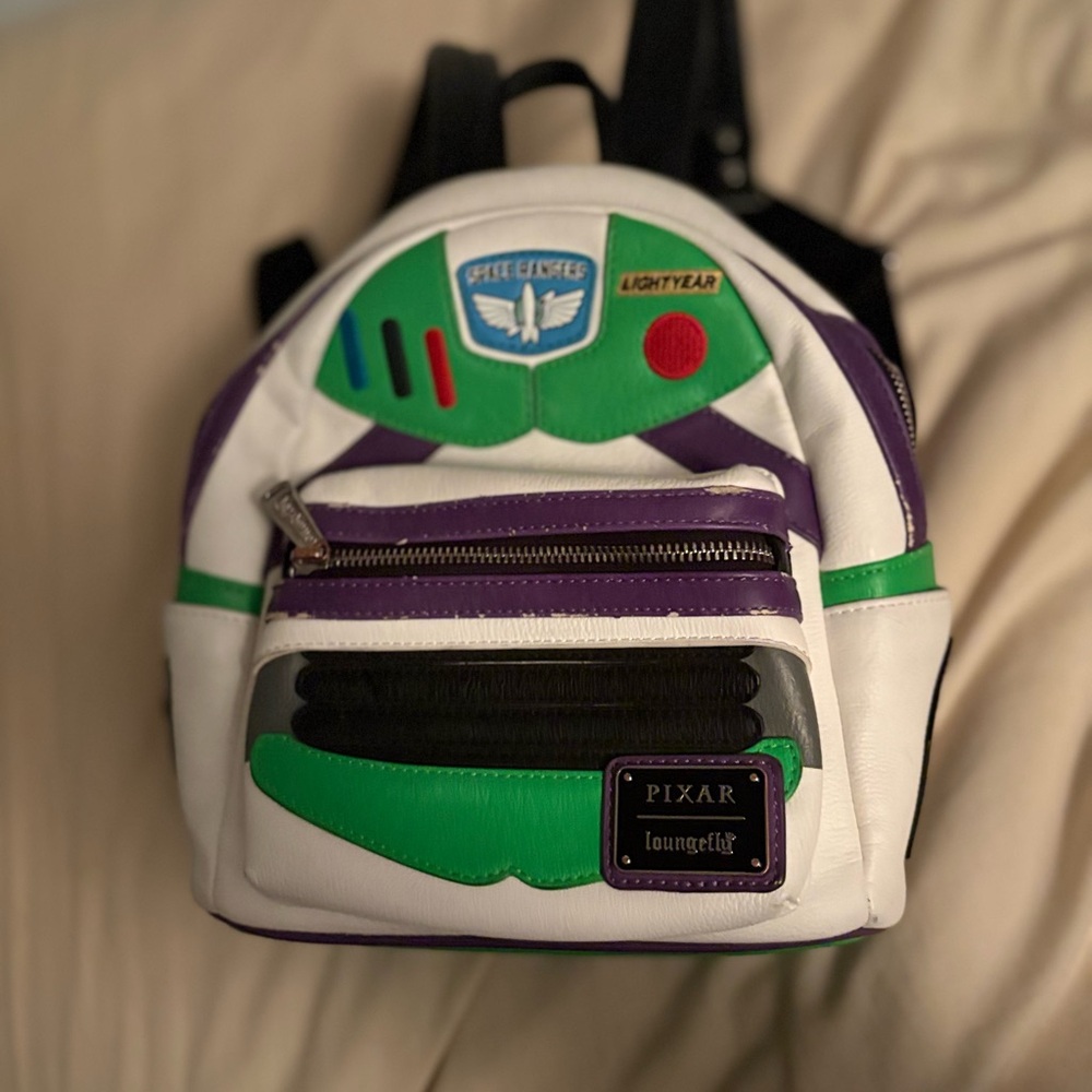 Rare Loungefly Buzz Lightyear Kids Backpack - White, Green, Purple